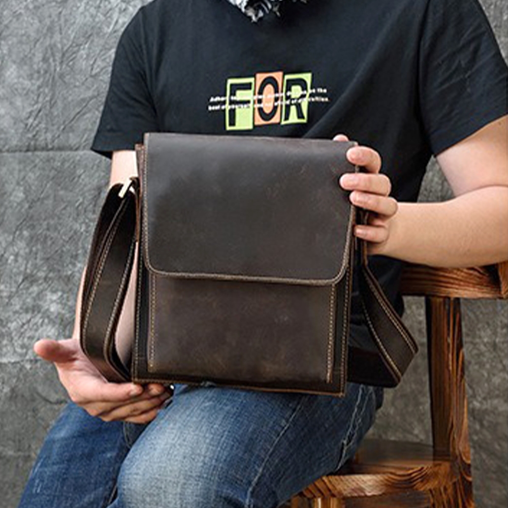 牛皮包包 真皮 小方包 瘋馬皮 包包 側背包 單肩包 男生包包113