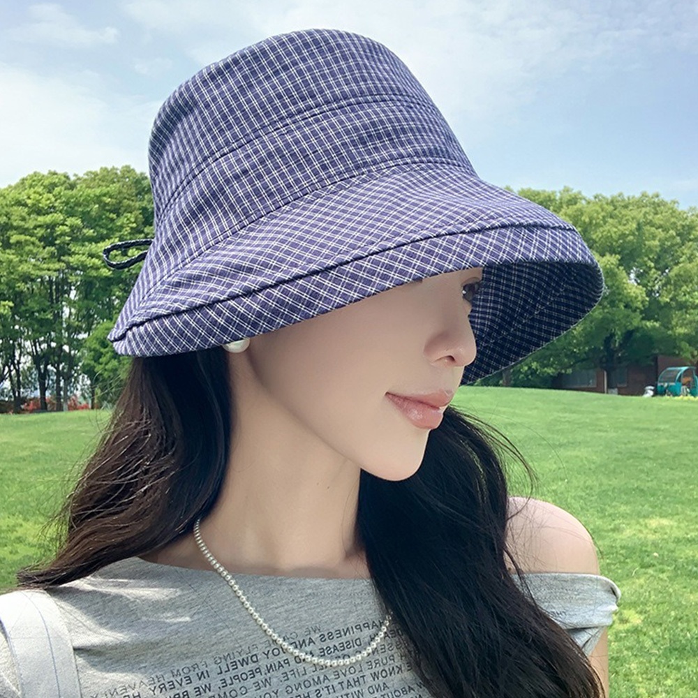 遮陽帽 防曬帽 顯臉小 漁夫帽 復古帽 日系格子 卷邊 百搭 109
