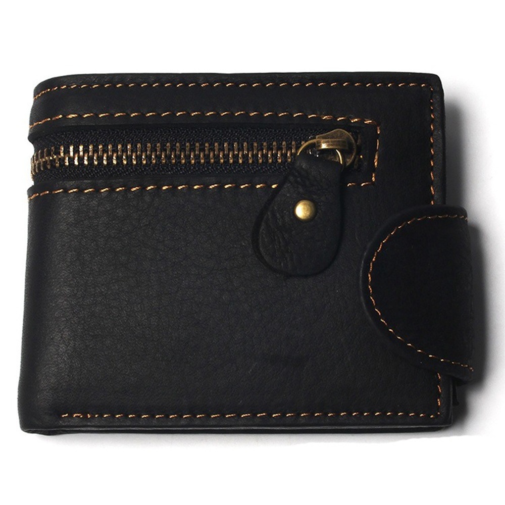真皮短夾 卡夾 錢包 男生皮夾 釦式錢包 牛皮錢包 皮夾 短夾 瘋馬皮 錢夾 多卡位 頭層牛皮 卡包 公錢包 177
