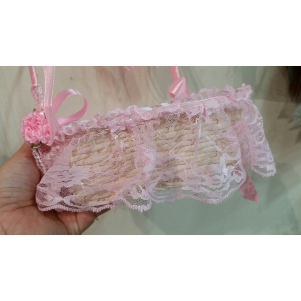 【台灣現貨速發】藤籃 提籃 蕾絲小花童籃 愛心形狀