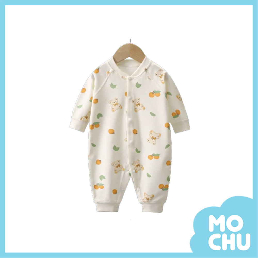 橘子小熊前開長袖連身衣