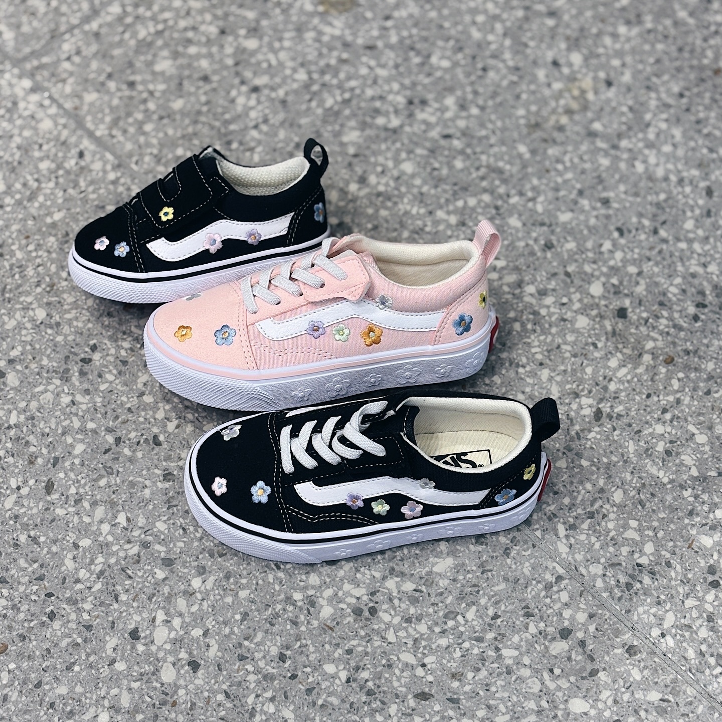 Vans Old Skool 日本限定 粉色 小雛菊 小花 魔鬼氈 中童 童鞋 V36PS