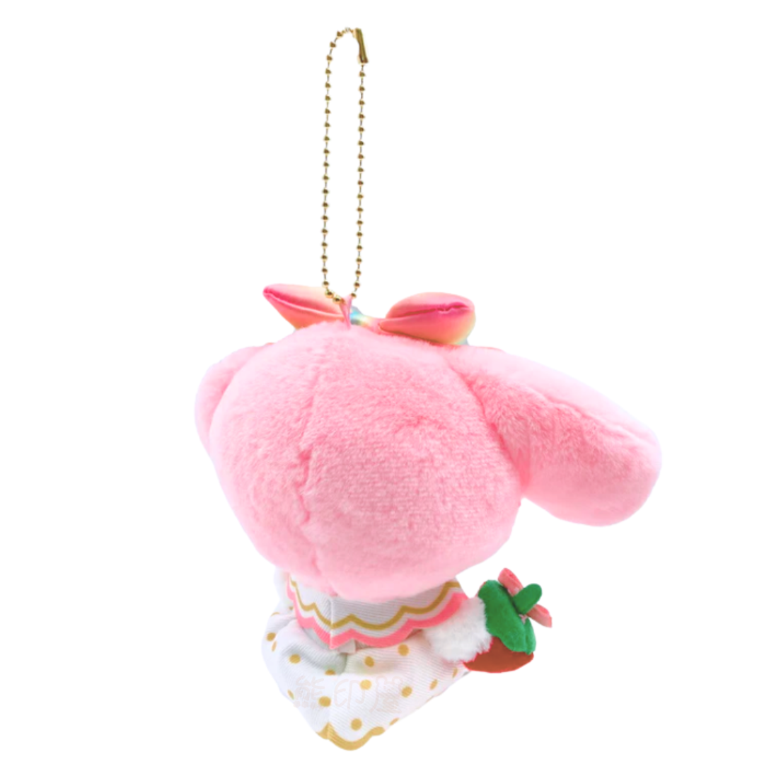 草莓新聞50週年彩虹款My Melody毛公仔掛飾吊飾