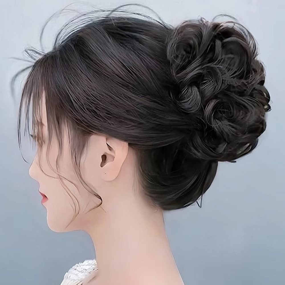 丸子頭 抓夾式 高顱頂 髮片 增髮量 假髮 包包頭 假髮女 仿真髮 205