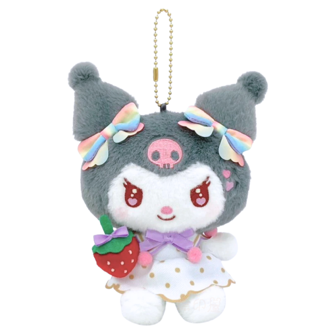 草莓新聞50週年彩虹款Kuromi毛公仔掛飾吊飾