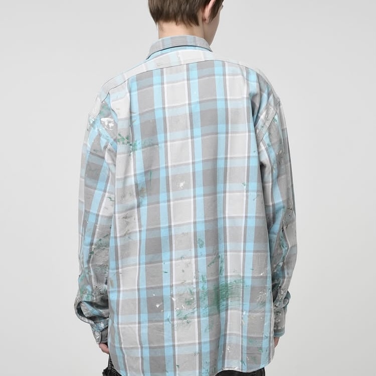 9/13 RELEASE: BOWWOW 2025 A/W PAINTER'S PAINT STAINED FLANNEL SHIRT AGED - PRE ORDER ITEM (預訂中)