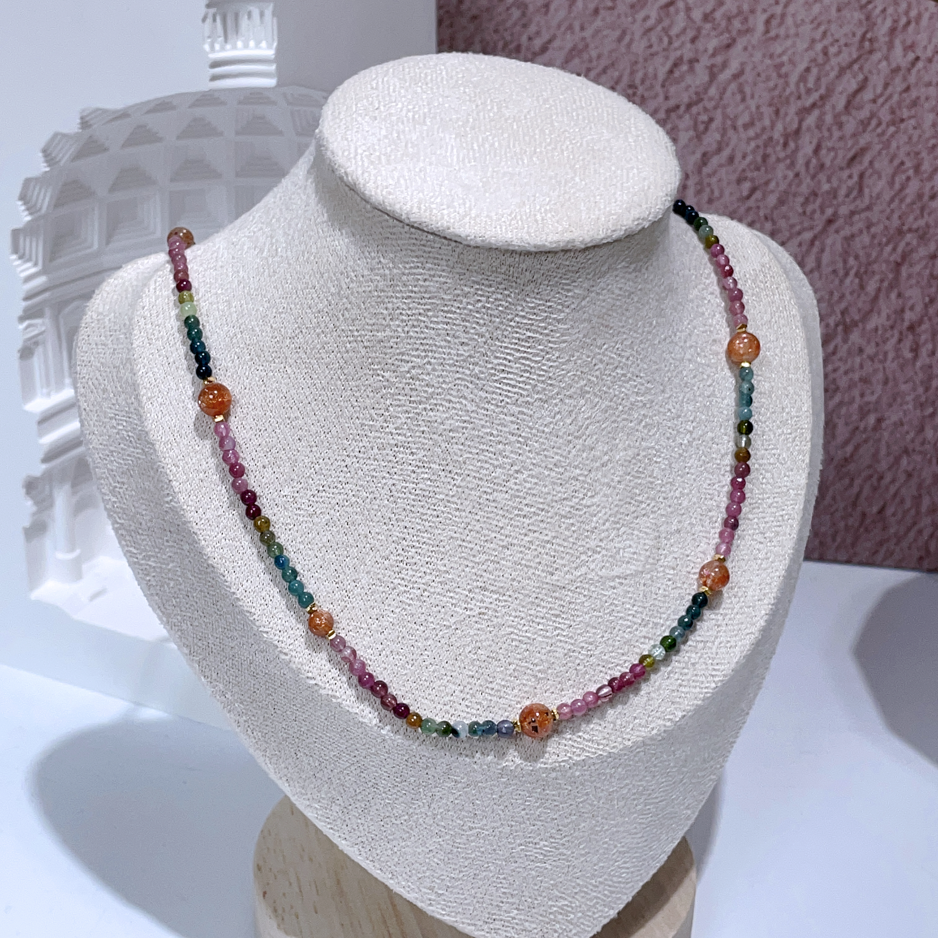 彩碧壐拼金太陽純銀頸鏈 43-45cm