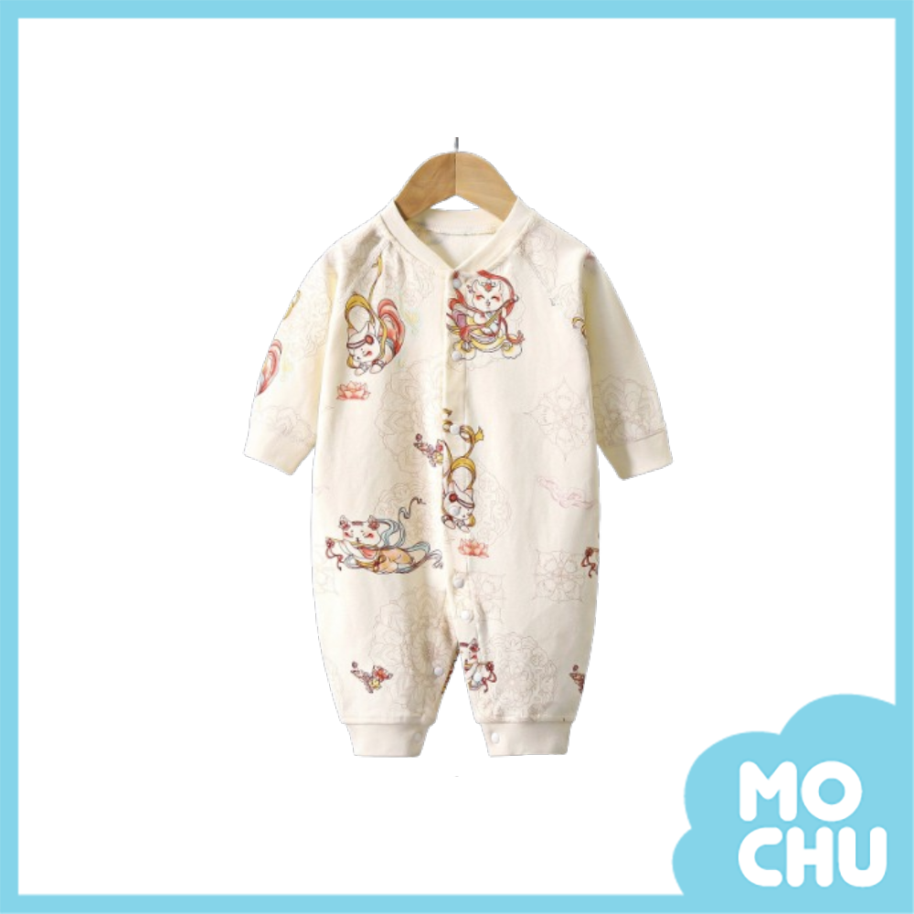 小龍彩雲前開長袖連身衣