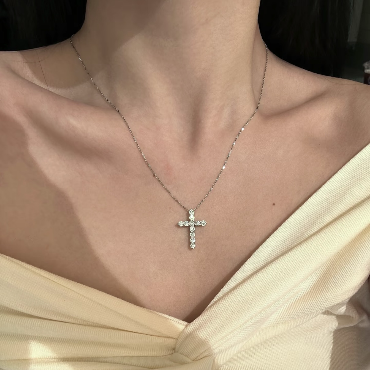 18k Garff”經典高奢滿5A鑽十字架”定製項鍊