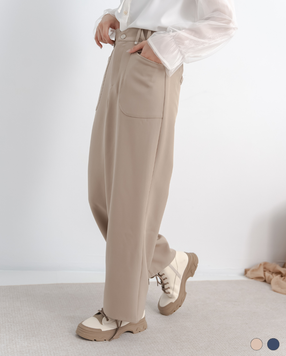 V腰貼袋設計長褲