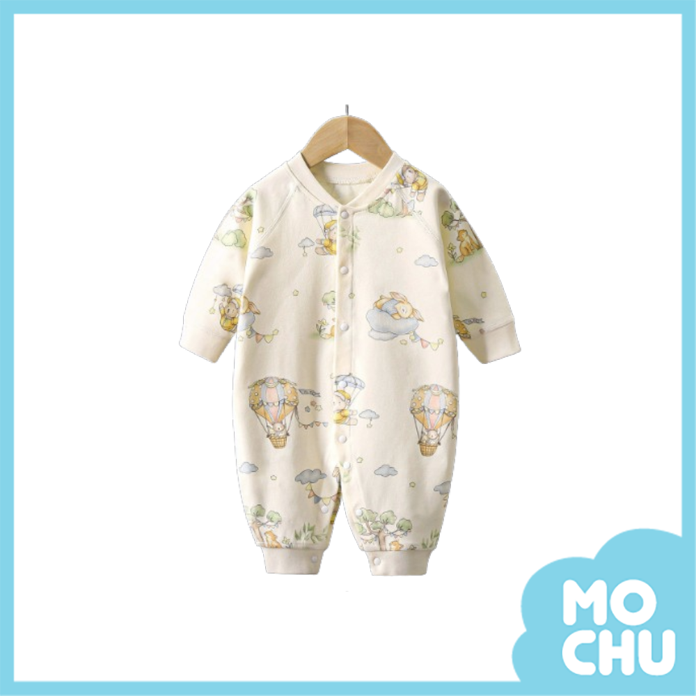 小兔熱氣球前開長袖連身衣