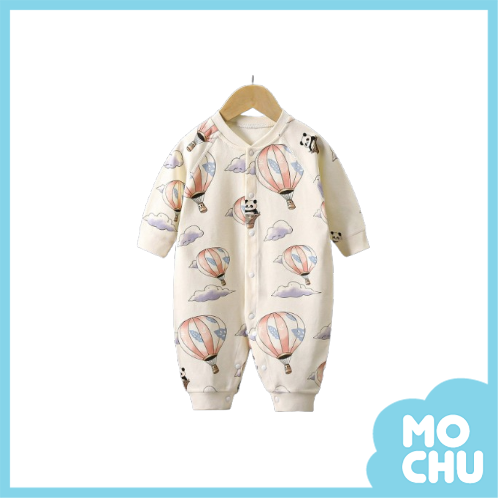 熊貓熱氣球前開長袖連身衣