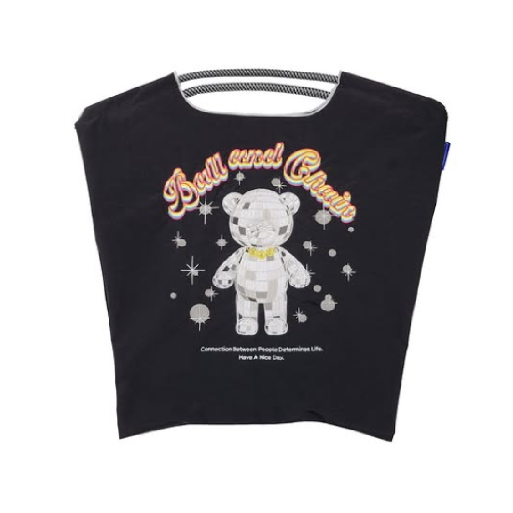 Ball＆Chain 刺繡環保購物袋 M號 - 黑 (30106501)