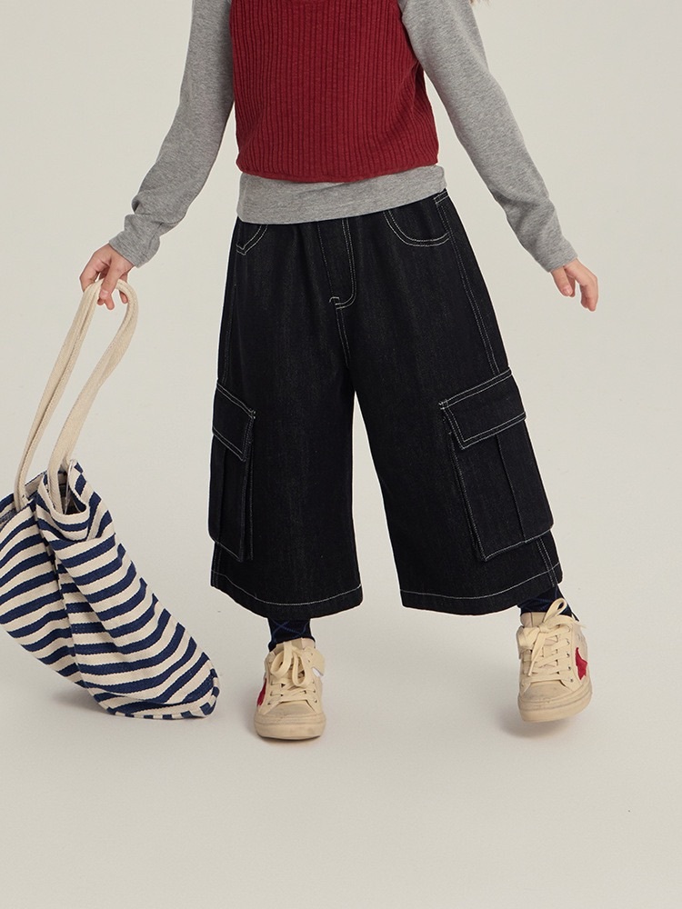 兩色復古直筒牛仔褲(90-170)