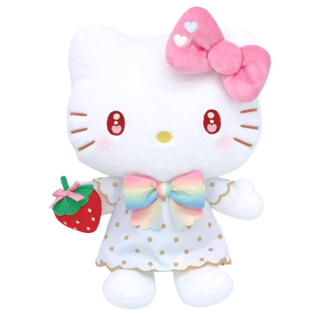 草莓新聞50週年彩虹款Hello Kitty毛公仔擺件(M)