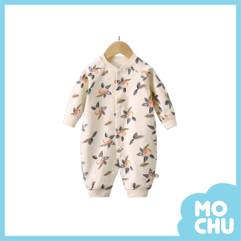 果實花朵前開長袖連身衣