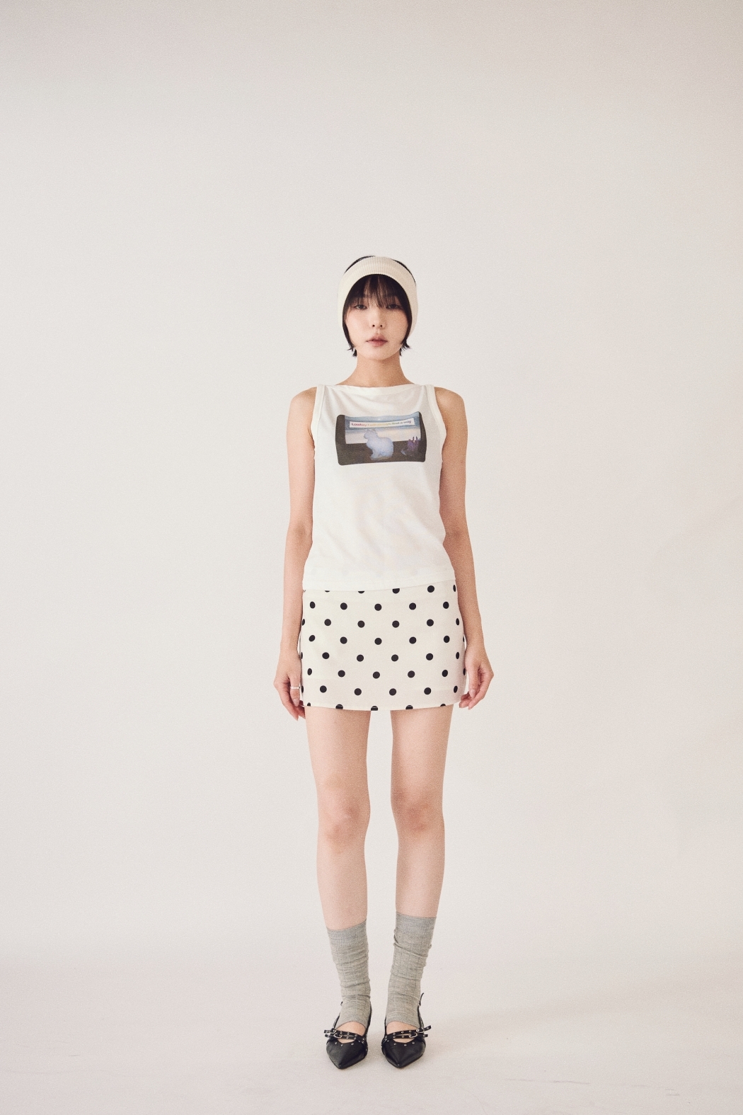 【瑕疵】波點緞面短裙