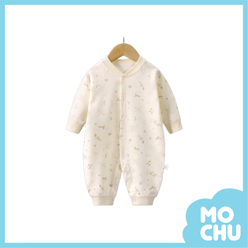 圍巾熊前開長袖連身衣