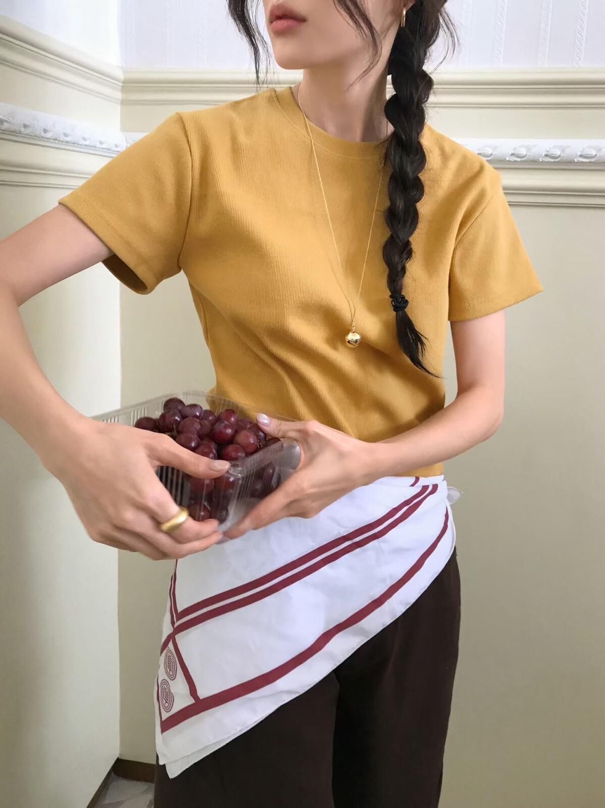 短版圓腳羅紋Tee