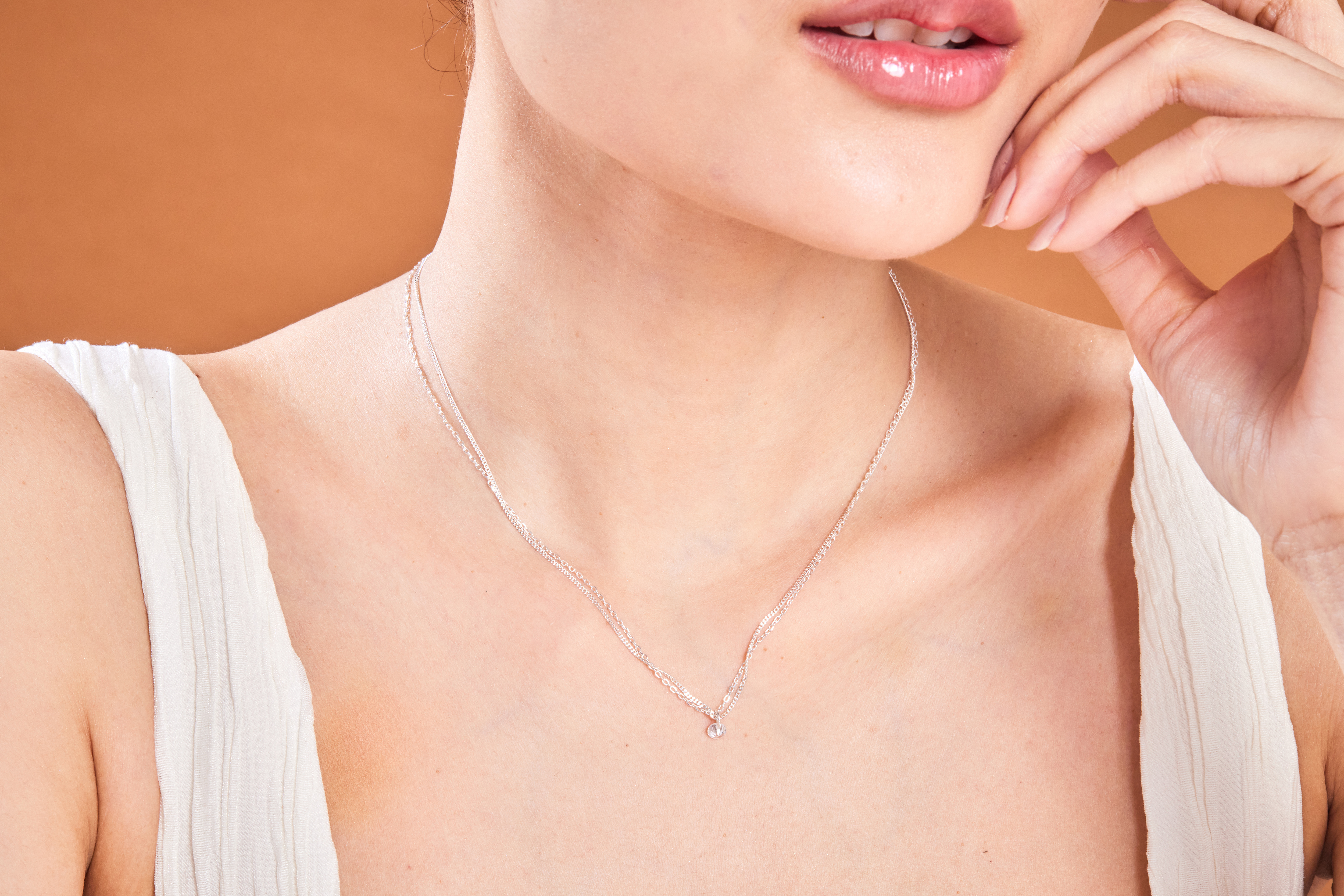 N1086 | 純銀鋯石雙鍊項鍊