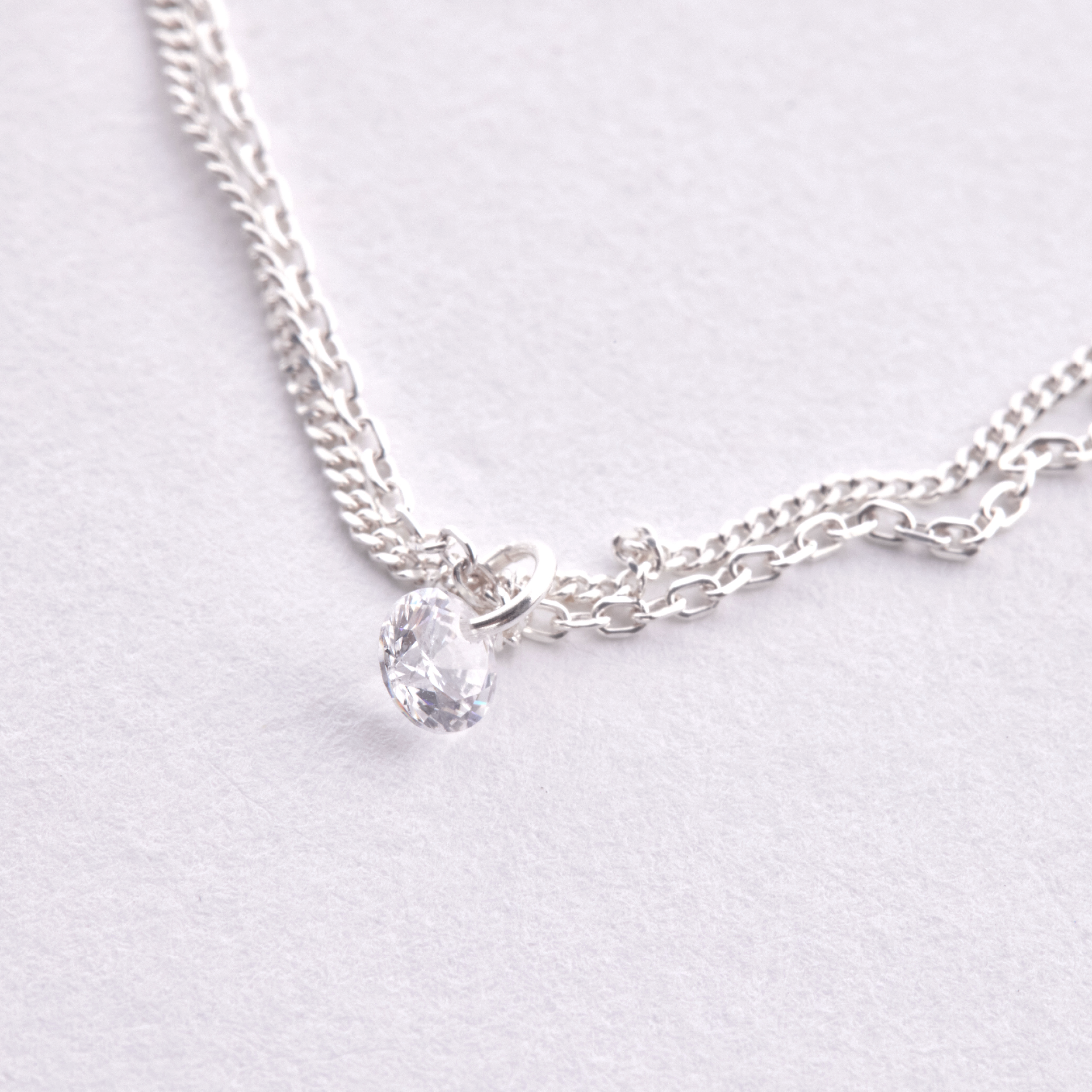 N1086 | 純銀鋯石雙鍊項鍊