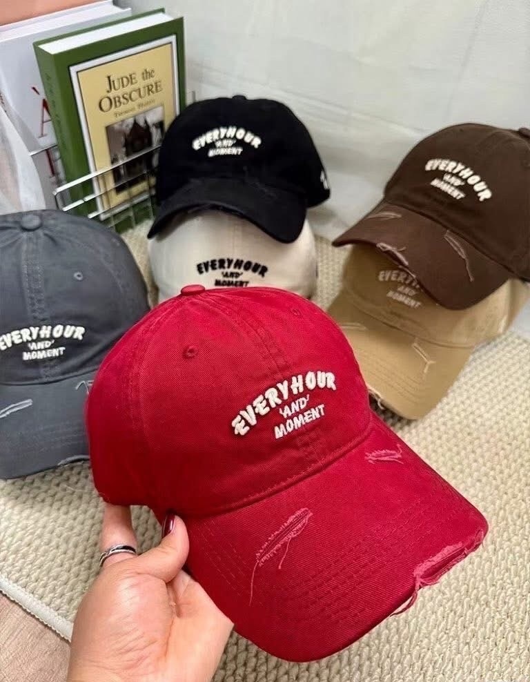 破壞感字母水洗帽