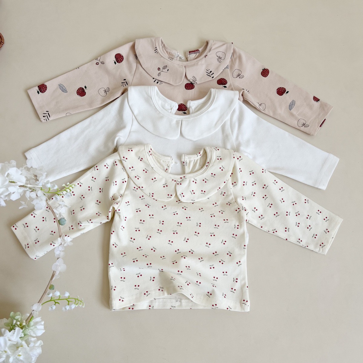 翻領碎花長袖上衣