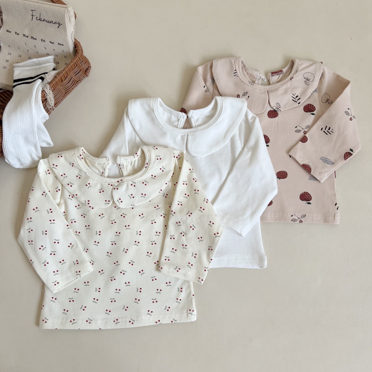 翻領碎花長袖上衣