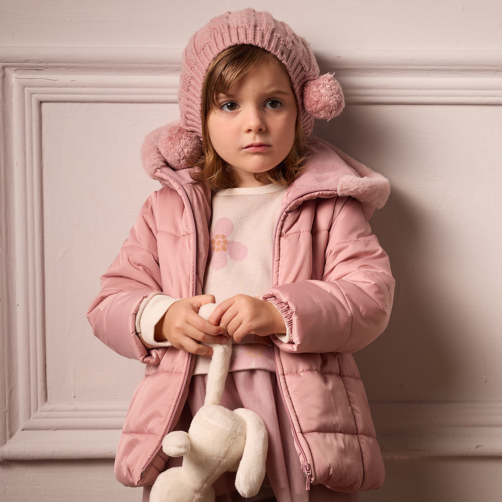 PIPPY 典雅素面暖暖連帽鋪棉外套  粉