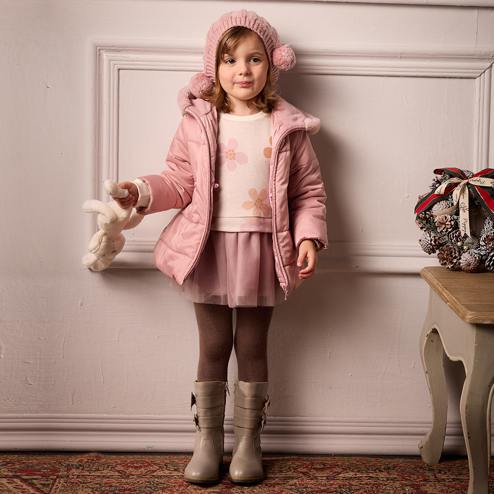 PIPPY 典雅素面暖暖連帽鋪棉外套  粉