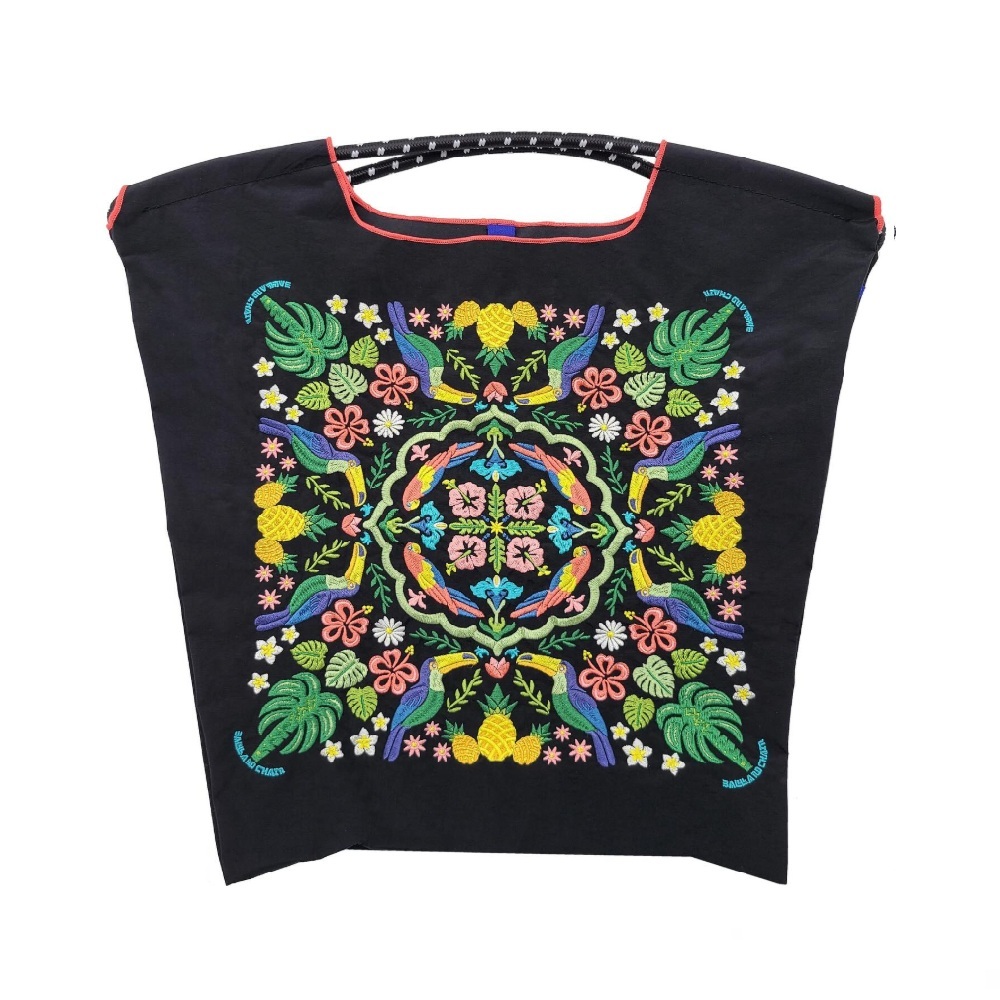 Ball＆Chain 刺繡環保購物袋 M號 - 黑 (30106201)