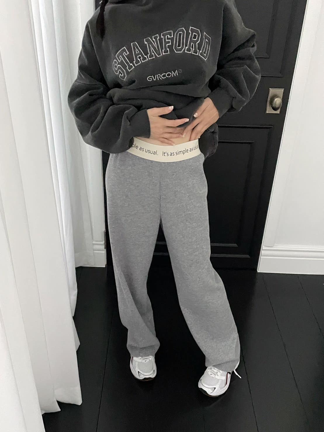 韓國鬆緊褲頭針織柔軟寬褲｜韓國服飾｜針織｜鬆緊褲｜寬褲