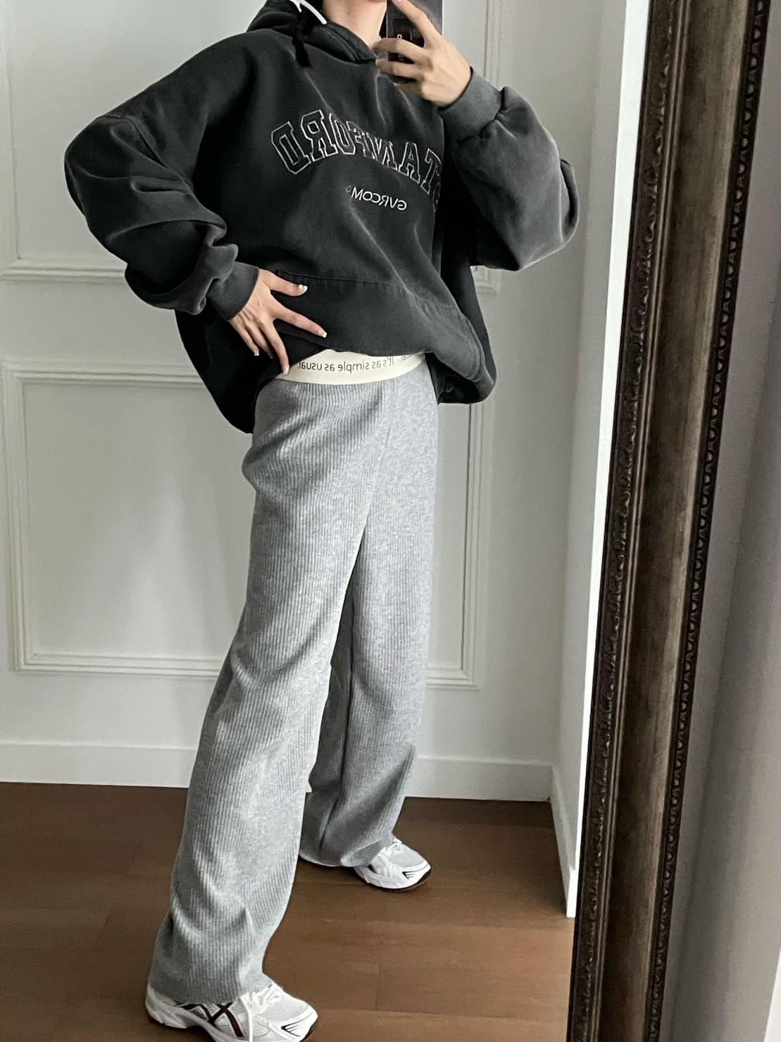 韓國鬆緊褲頭針織柔軟寬褲｜韓國服飾｜針織｜鬆緊褲｜寬褲