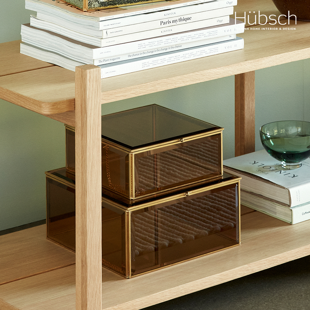 Hübsch-棕色水晶玻璃置物盒(長方型)-2件組