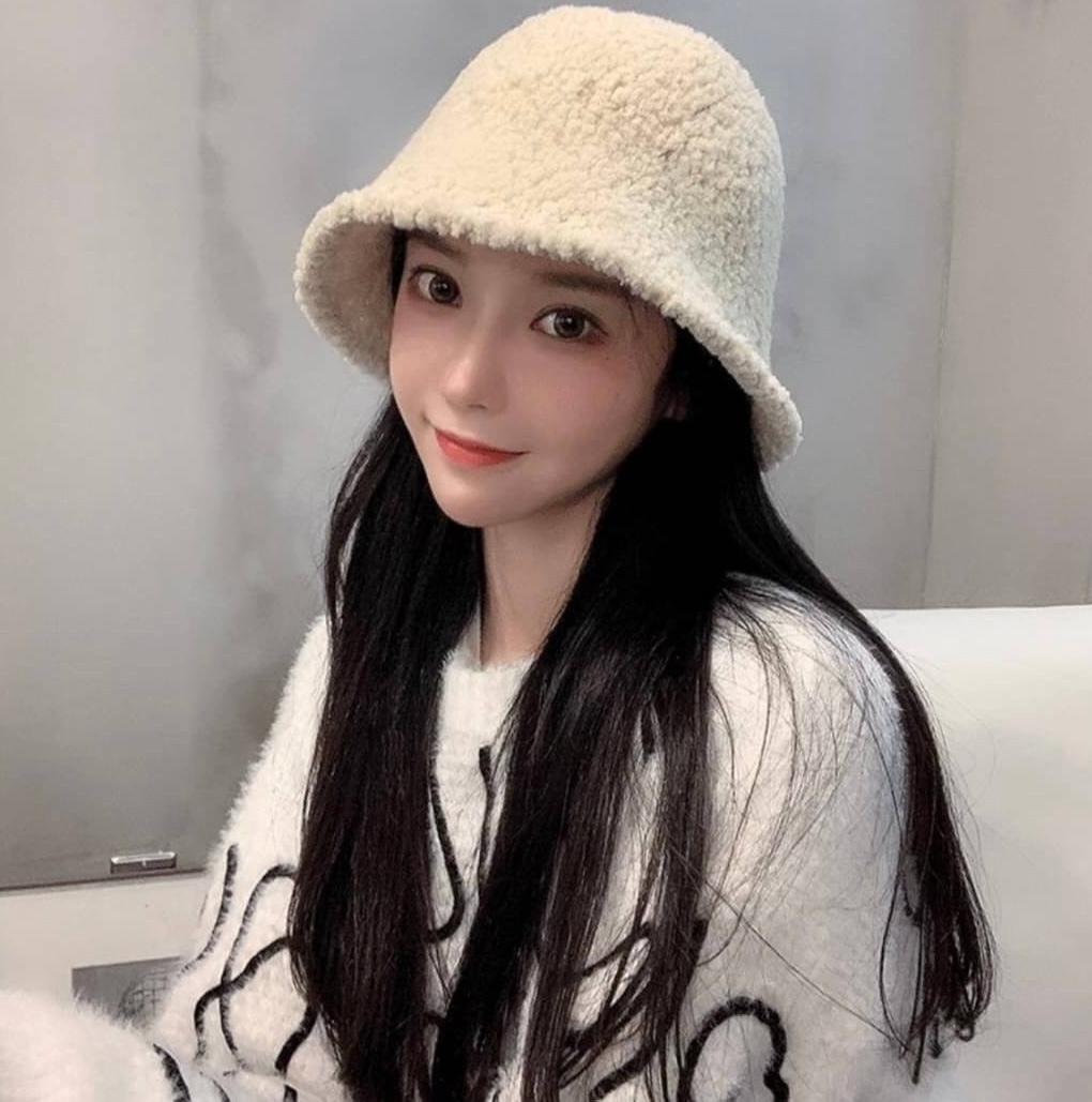 羊羔毛素面漁夫帽