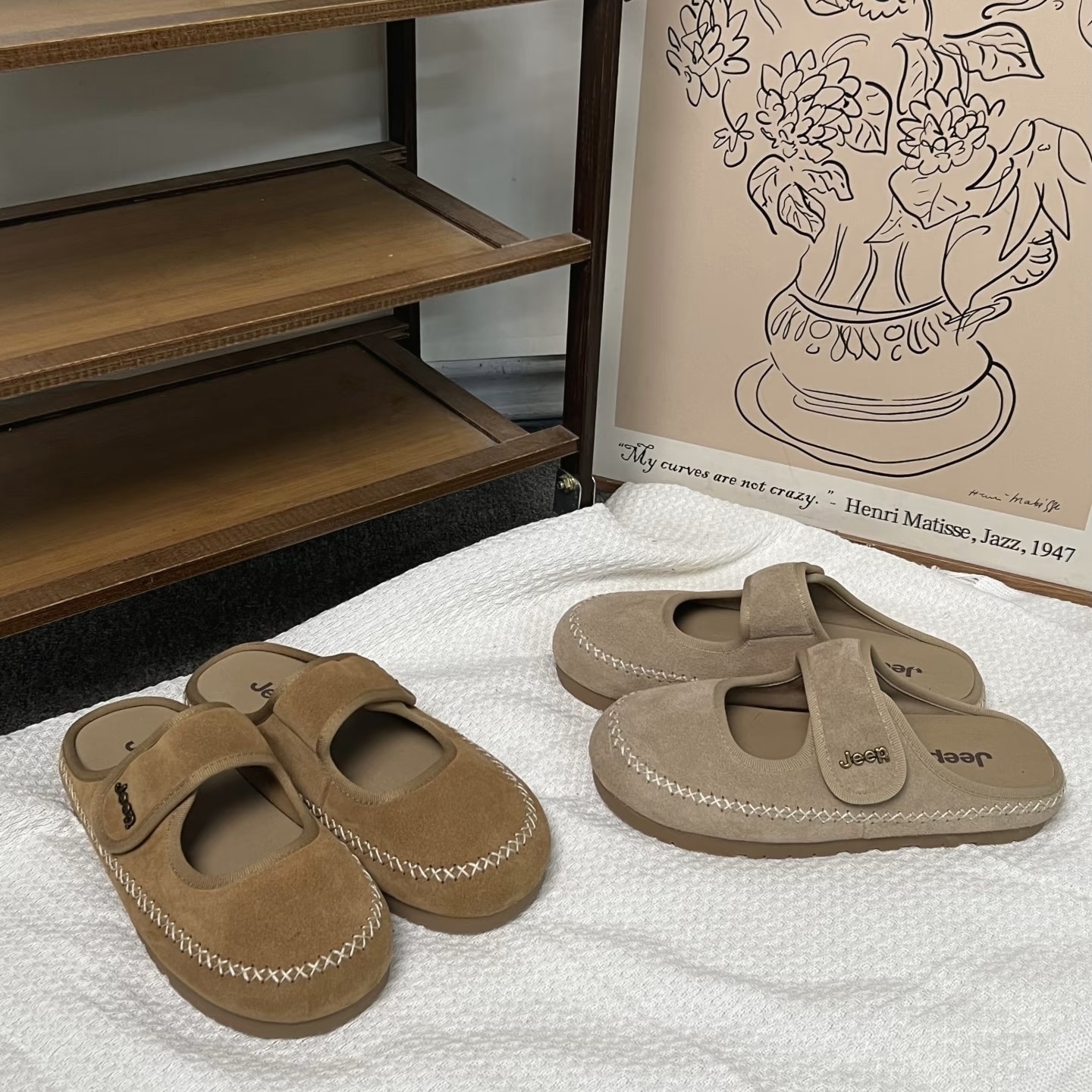 JEEP 魔鬼氈 復古 麂皮 勃肯 懶人鞋 瑪莉珍 瑪莉鞋 拖鞋