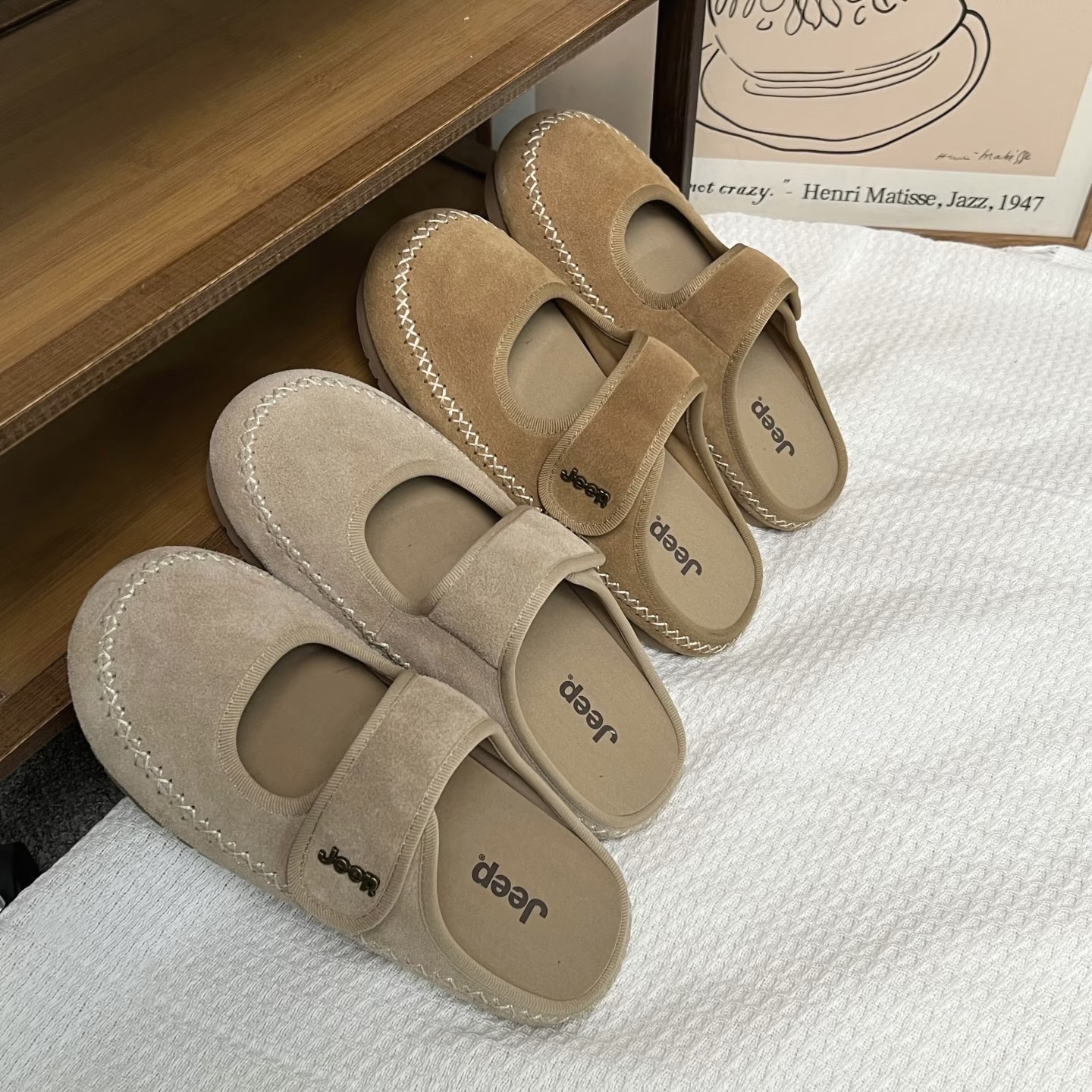 JEEP 魔鬼氈 復古 麂皮 勃肯 懶人鞋 瑪莉珍 瑪莉鞋 拖鞋