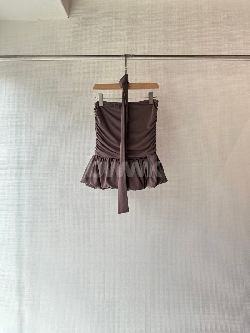 平口花苞上衣 附領巾-杏