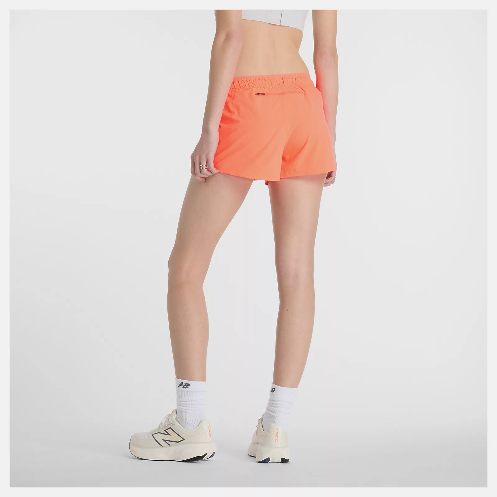 NEW BALANCE 短褲 NB 橘紅 三吋 內襯 機能短褲 女 WS41286URR