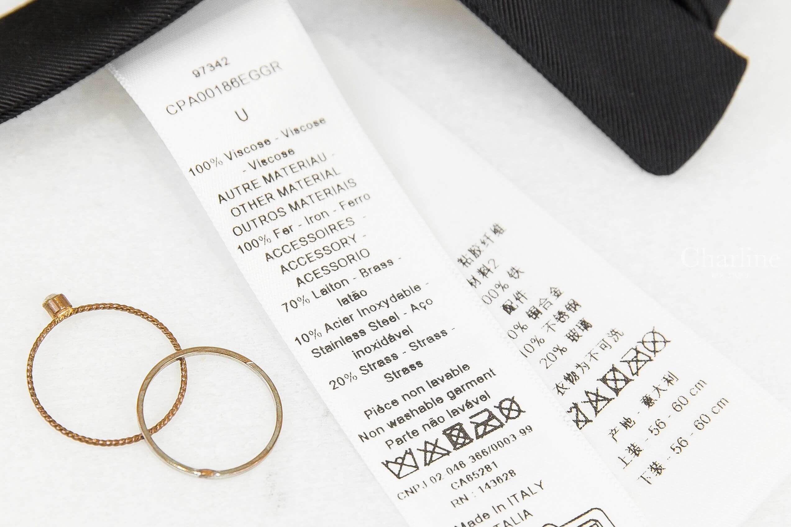 Dior Diorissimo Barrette 黑色羅緞蝴蝶結金色水鑽CD髮夾-Charline Boutique 精品代購