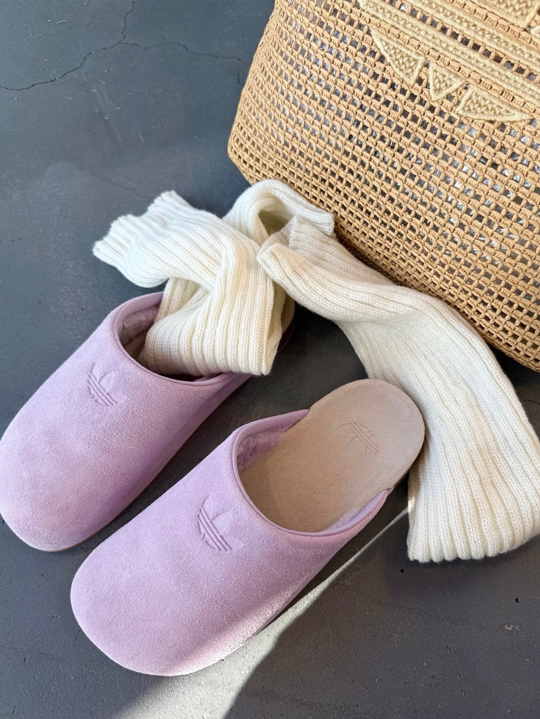 Adidas Originals Adimule 毛絨勃肯鞋 穆勒鞋 軟木底 涼拖鞋 懶人鞋 麂皮 香芋紫 雪絨粉 JP8732 JP8731