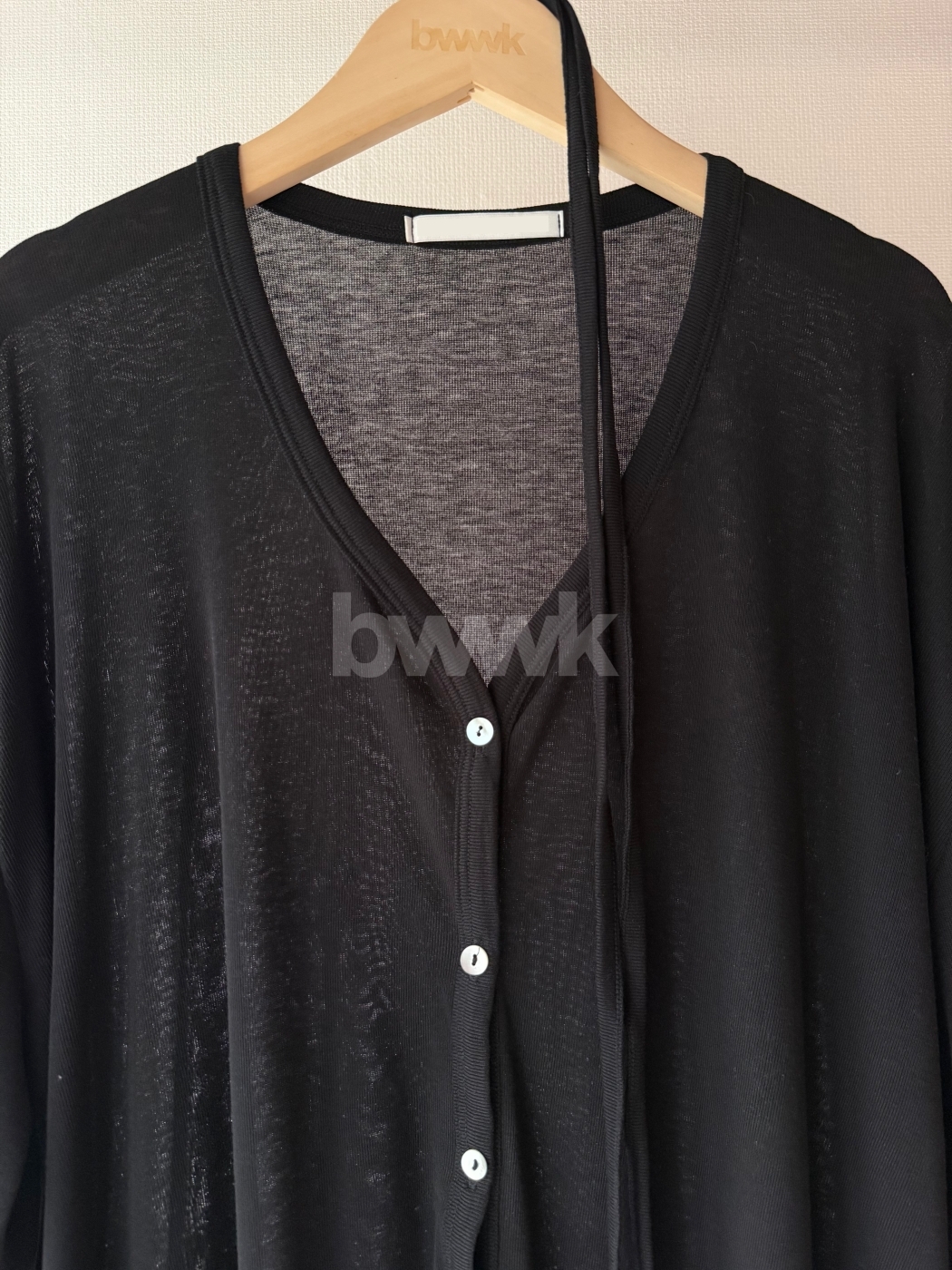 薄款微透防曬針織衫 附綁帶-黑