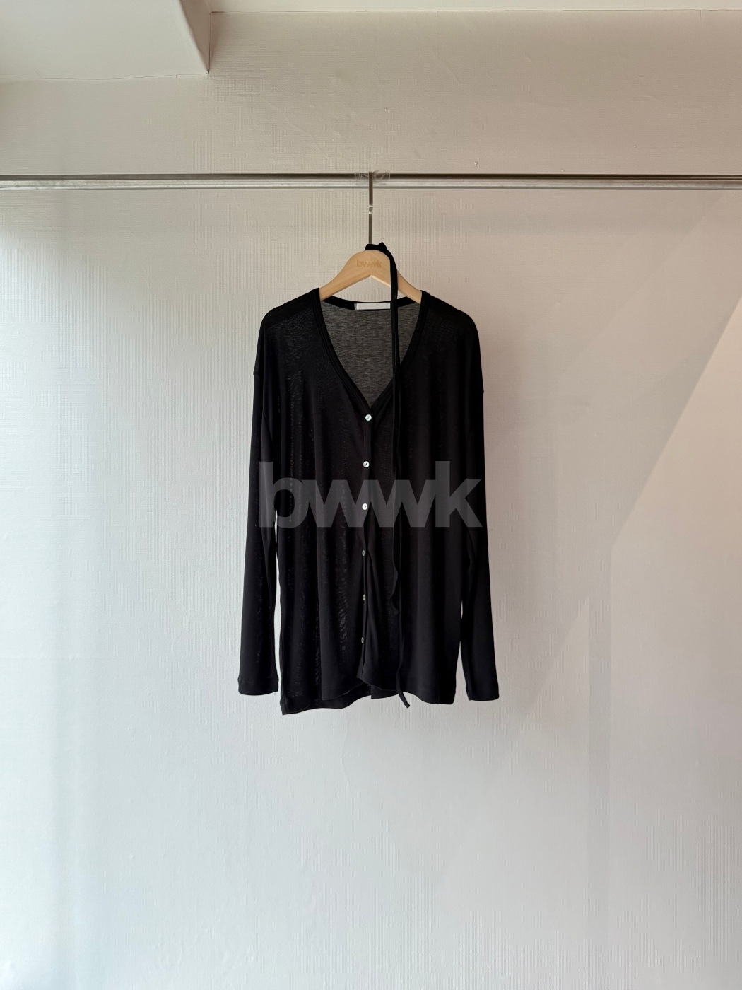 薄款微透防曬針織衫 附綁帶-黑