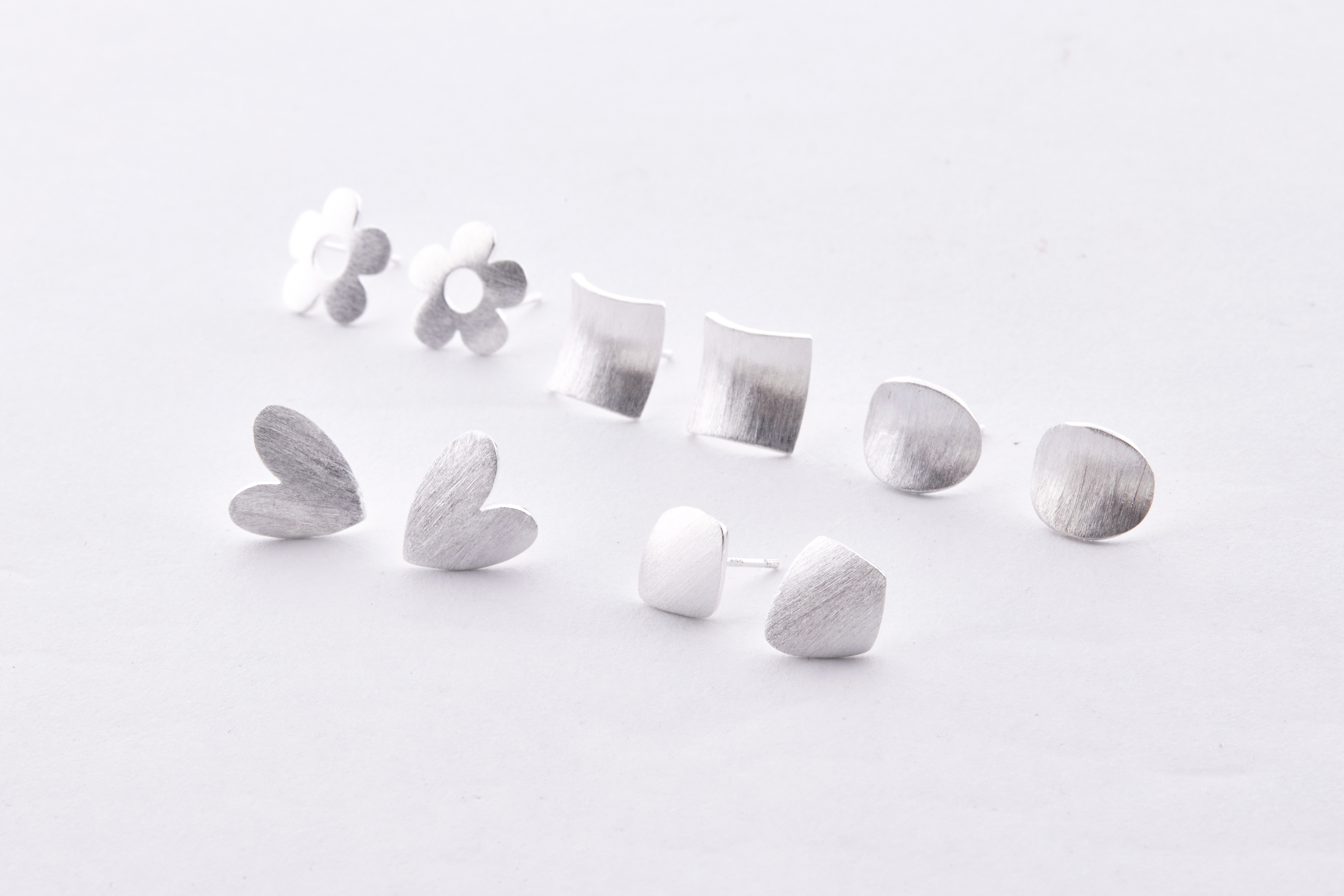 E2307 | 純銀霧面各種形狀耳環