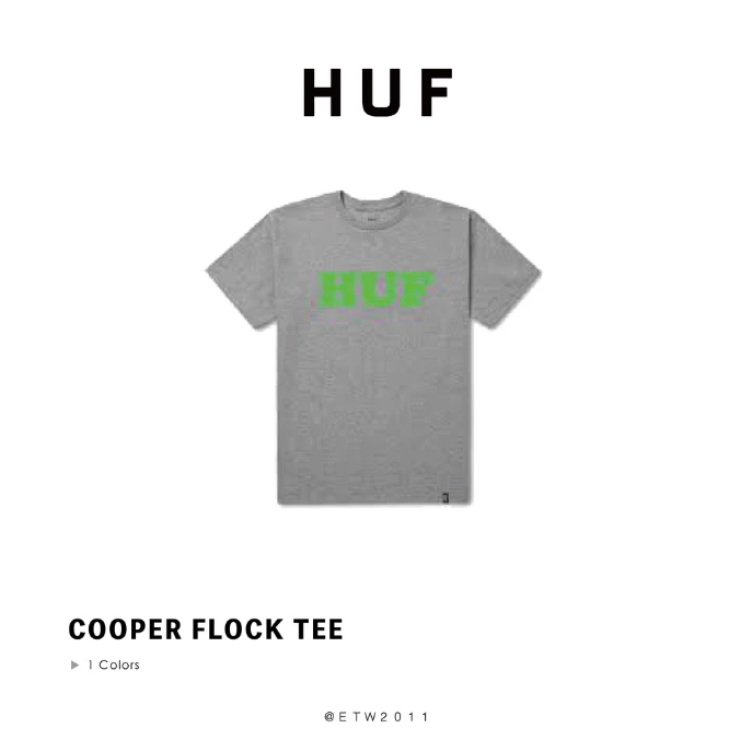 ☆ETW☆【台中店】HUF COOPER FLOCK TEE 短T 灰綠 灰色 現貨