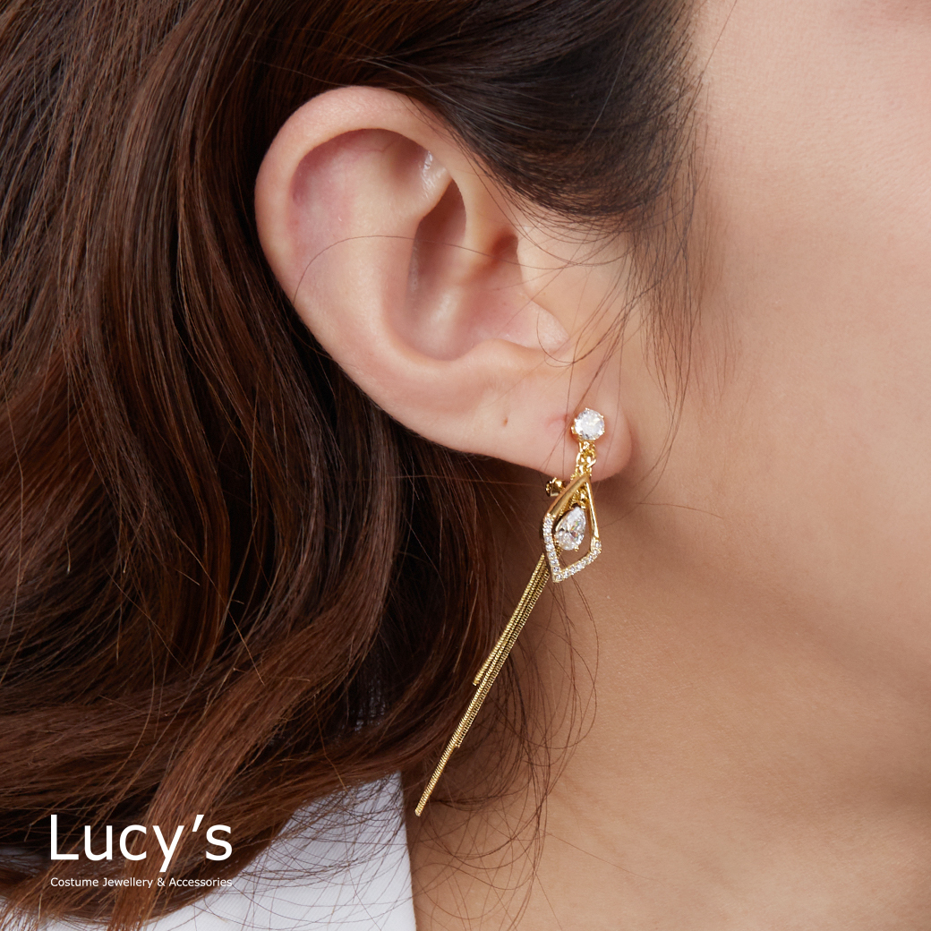 水韻流蘇 夾式耳環 (三色) (123414/123415/123416)