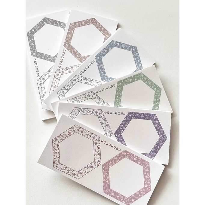 韓國 ggaggong．花朵六角形 便箋本組 一般色