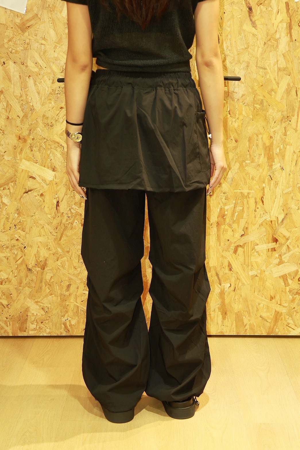 鬆緊 抽繩 假兩件 尼龍 #休閒褲