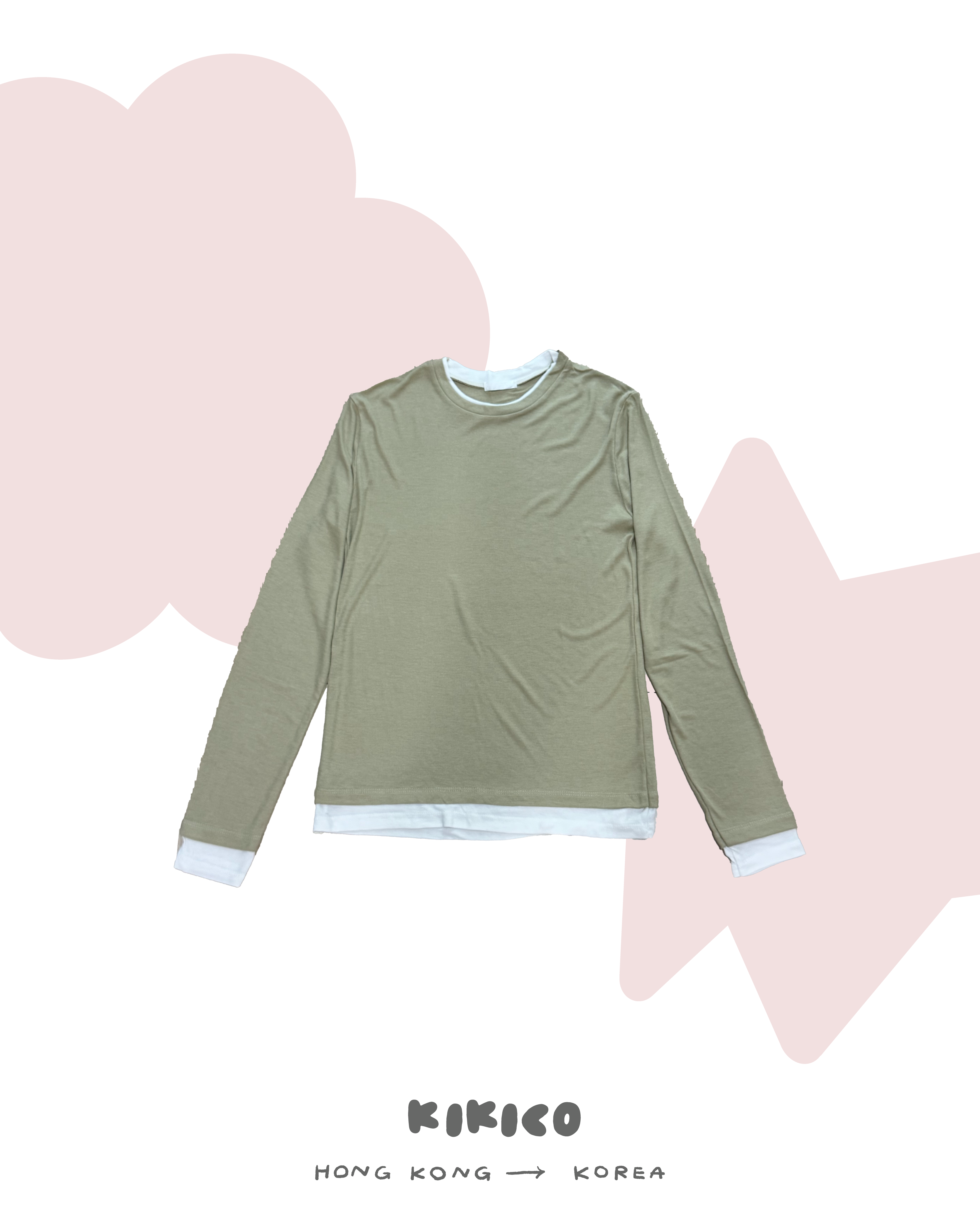 假兩件拼色打底上衣