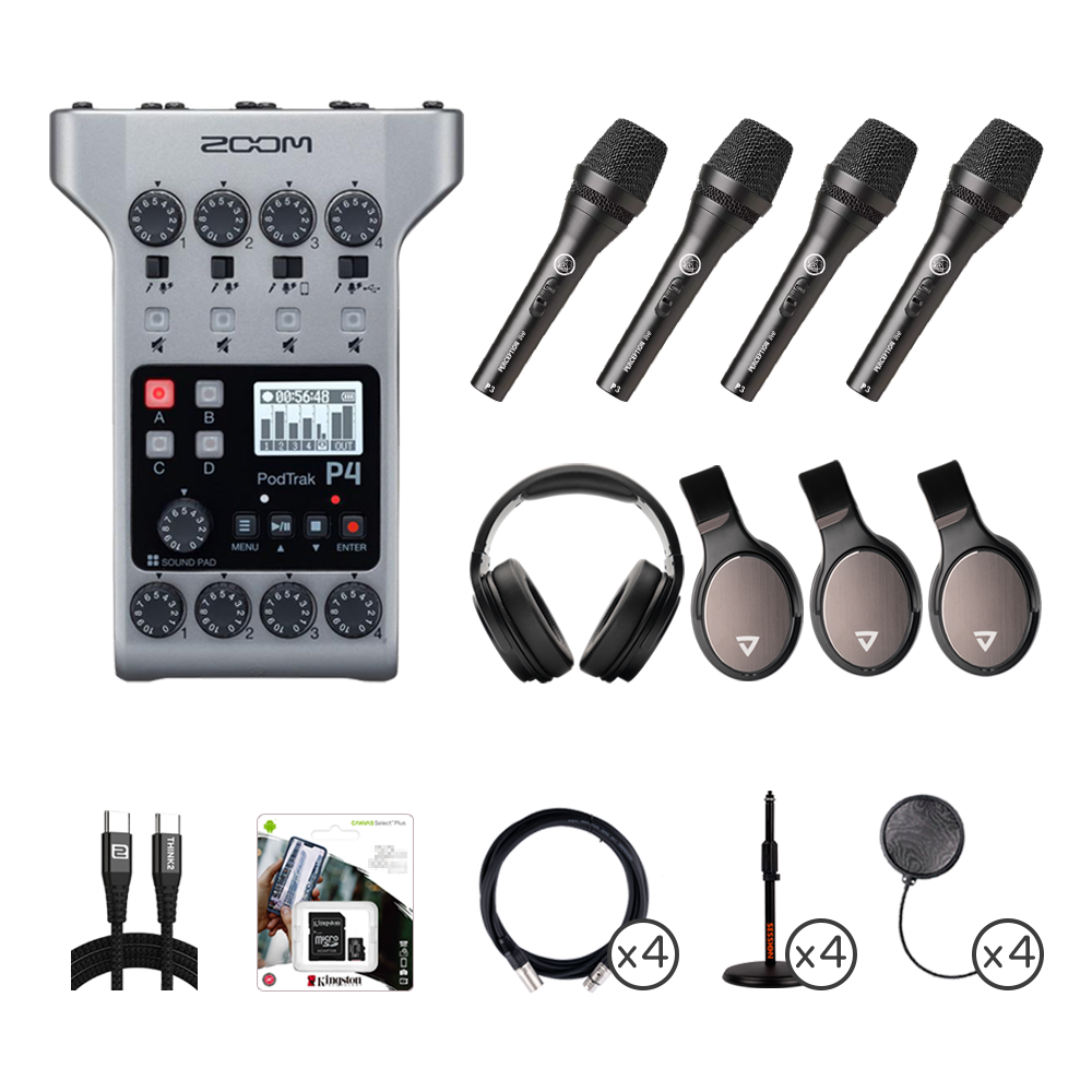 ZOOM PodTrak P4 & P3s 專業四人 Podcast 錄音套組